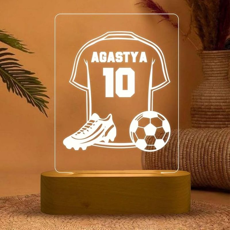 Personalized Name Football Jersey Night Lamp with Warm White Light Gifts for Footballer Men Women Lover Birthday Gift for Football Player